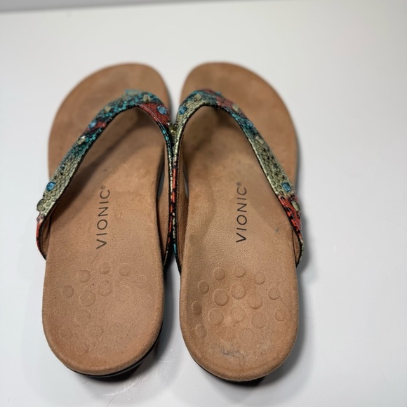 Vionic Lucia Women's Embellished Blue Teal Snake Thong Sandals Women’s Size 9.5 - Picture 3 of 10